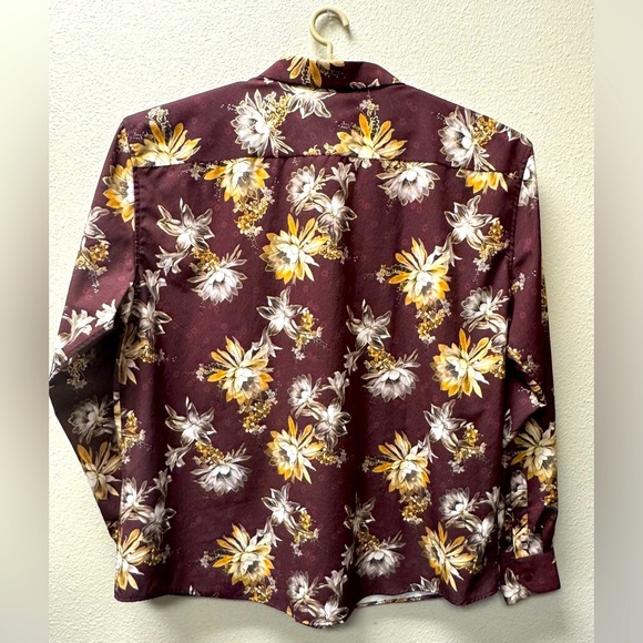 PAVINI Men’s gold lined Floral Burgundy Dress Shirt size 3XL - Picture 2 of 5